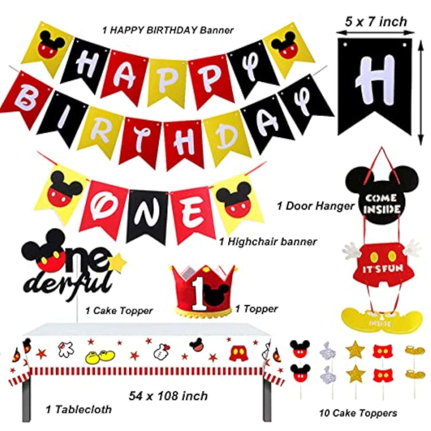 Mouse-Themed 1st Birthday Decor for Boys with Banner & Balloon Set