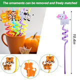 Safari Animal Straws Reusable Crazy Jungle Plastic Straws Bulk For Kids Woodland Birthday Party Favors 24 Pcs
