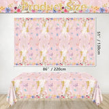4Pcs Fairy Tablecloths - Fairy Birthday Party Table Cover, Colorful Rectangular Spring Floral For Princess Flower Fairy Party Supplies, 51 X 86.6 Inch