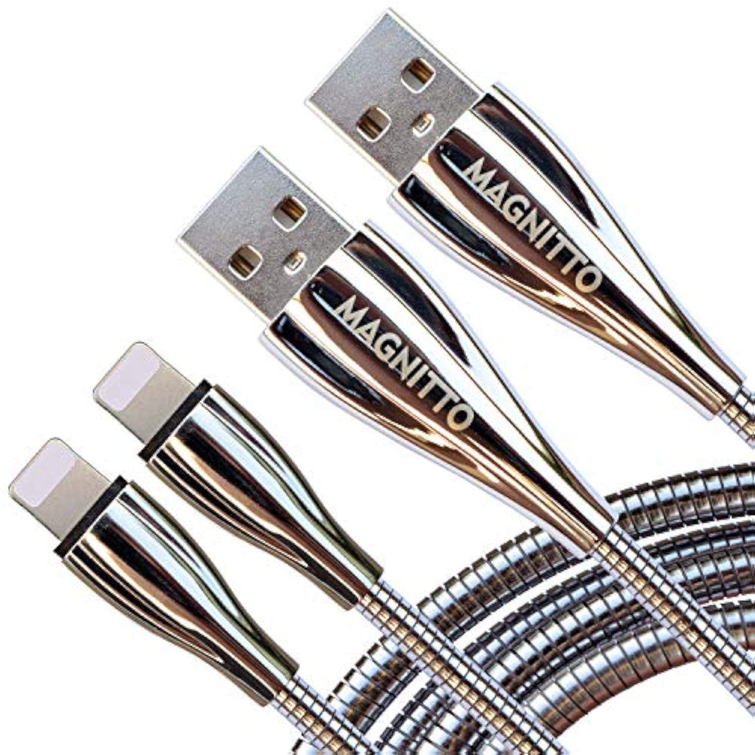 Metal Braided Usb Fast Charging Cable, Stainless Steel, Strong Durable Wire, Tangle Free, Heavy Duty, Chew Proof, Usb2.0 Cables Sync Charger Cords - 6Ft 2Pack