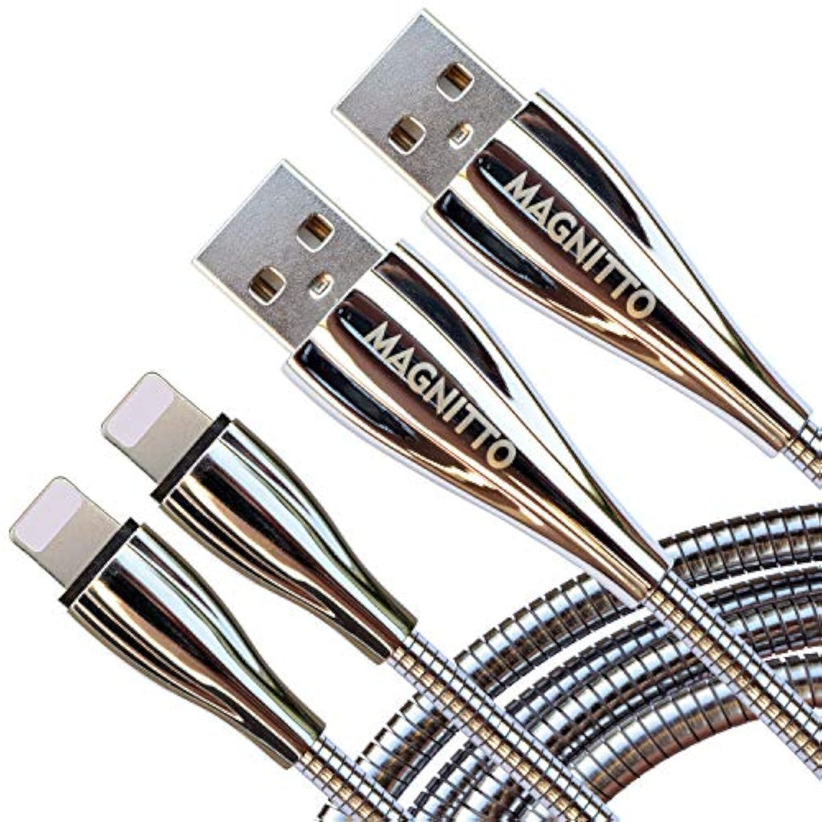Metal Braided Usb Fast Charging Cable, Stainless Steel, Strong Durable Wire, Tangle Free, Heavy Duty, Chew Proof, Usb2.0 Cables Sync Charger Cords - 6Ft 2Pack
