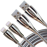 Metal Braided Usb Fast Charging Cable, Stainless Steel, Strong Durable Wire, Tangle Free, Heavy Duty, Chew Proof, Usb2.0 Cables Sync Charger Cords - 6Ft 2Pack