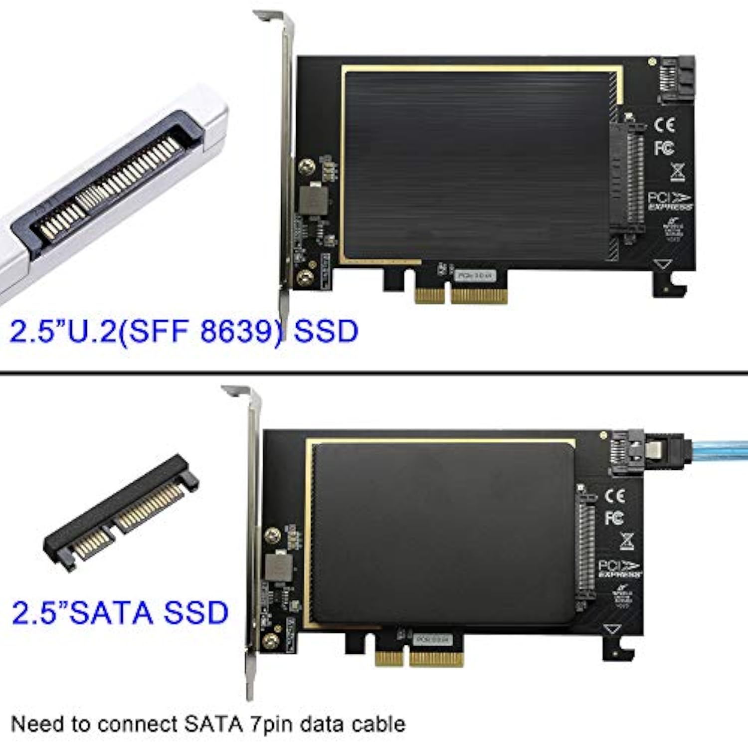 U.2 To Pcie Expansion Card,Sff 8639 To Pcie 3.0 X4 Riser Card,Pci-E 3.0 X4 Sat