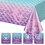 3Pcs Mermaid Birthday Party Tablecloth Decorations,Disposable Plastic Table Cover For Princess Under The Sea Baby Shower Themed Kids Birthday Party Supplies,108X54 Inch