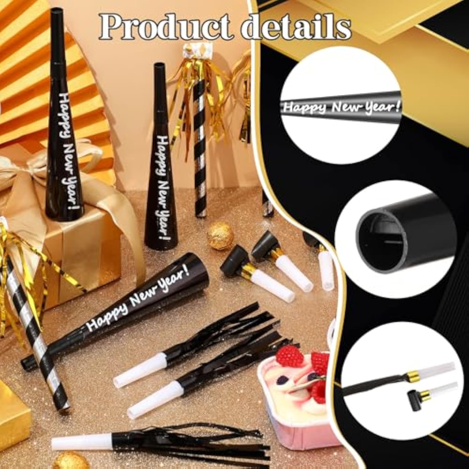 48-Pack New Year 2026 Noise Makers with Whistles and Horns for Parties