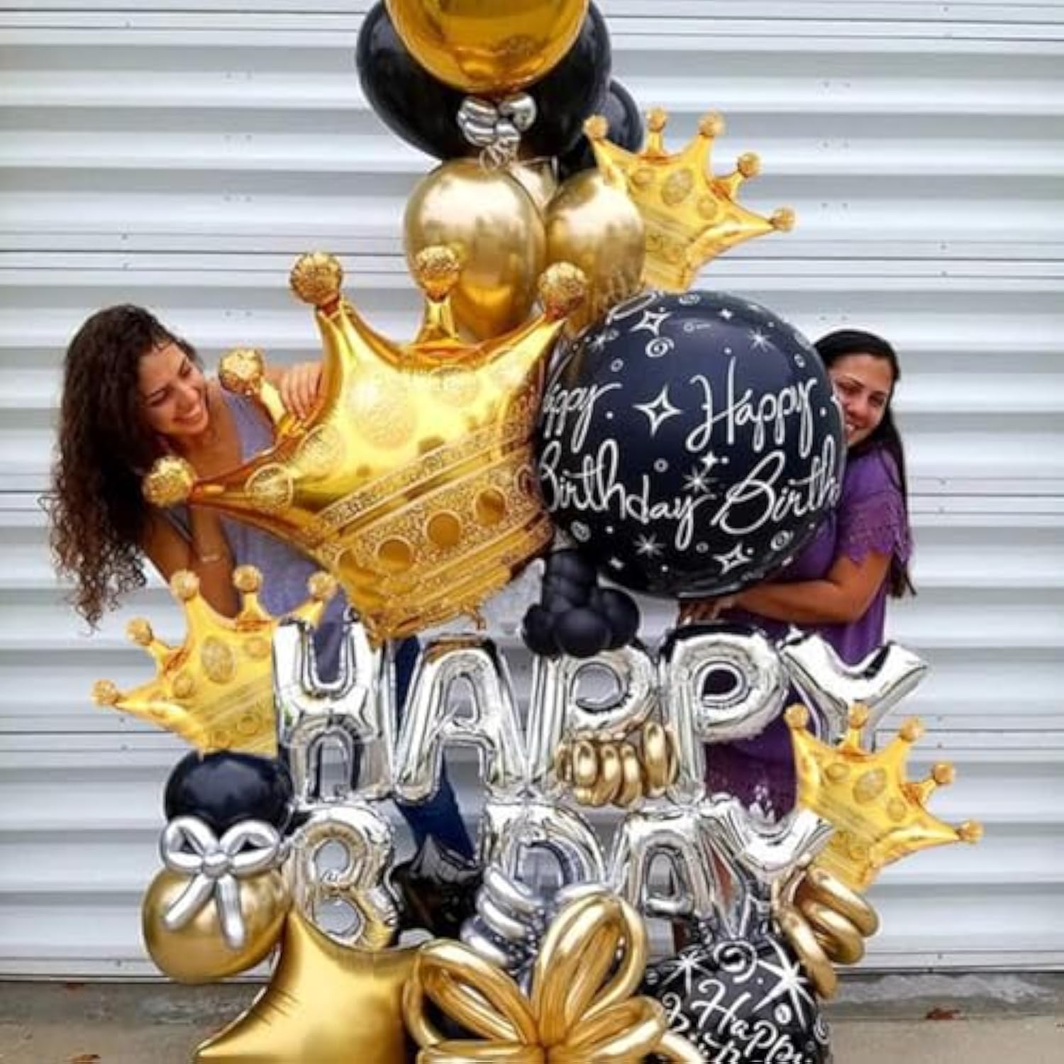 14pcs Gold Crown Balloons — 4 Giant & 10 Mini Foil Balloons for Celebrations