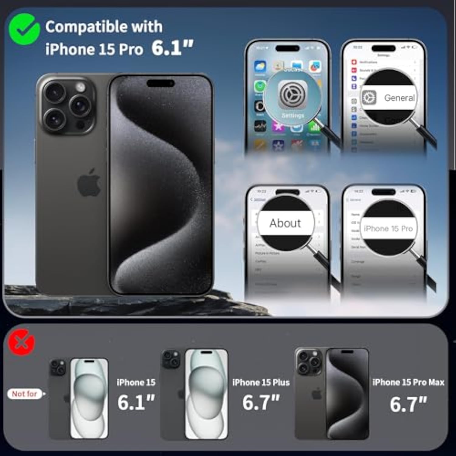 Magnetic Case with Stand for iPhone 15 Pro, MagSafe Compatible