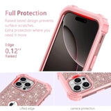 For Iphone 16 Pro Max Case Glitter Sparkly Bling 3 In 1 Shockproof Heavy Duty Hybrid Sturdy High Impact Protective Cover Case For Apple Iphone 16 Pro Max 6.9 Inch 2024,Rose Gold