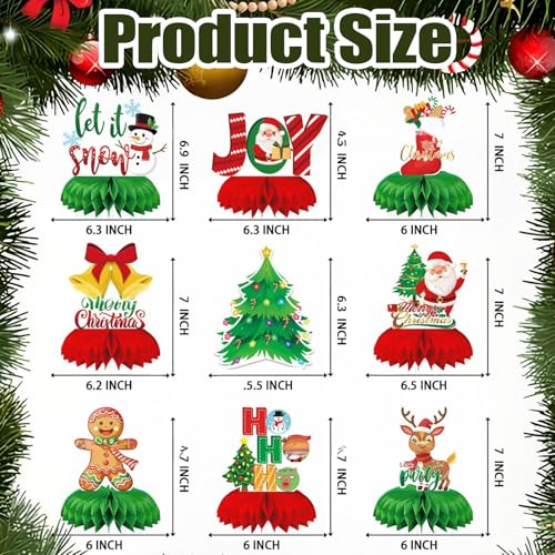 OIYUAMN 9 PCS Christmas Party Decorations Honeycomb Centerpieces