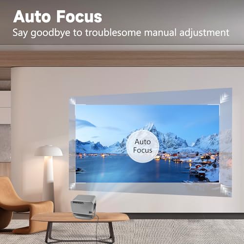 Auto Foucus Projector With Wifi & Bluetooth, 4K Support, Native 1080P, Screen Adjustable, 180° Rotatable Stand, 3D Stereo Sound, Smart Projector For Ceiling Bedroom, Compatible With Hdmi/Usb