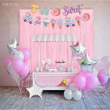 2 Pack Pastel Pink Foil Fringe Backdrop 3.2x8.2 Ft for Party Decorations