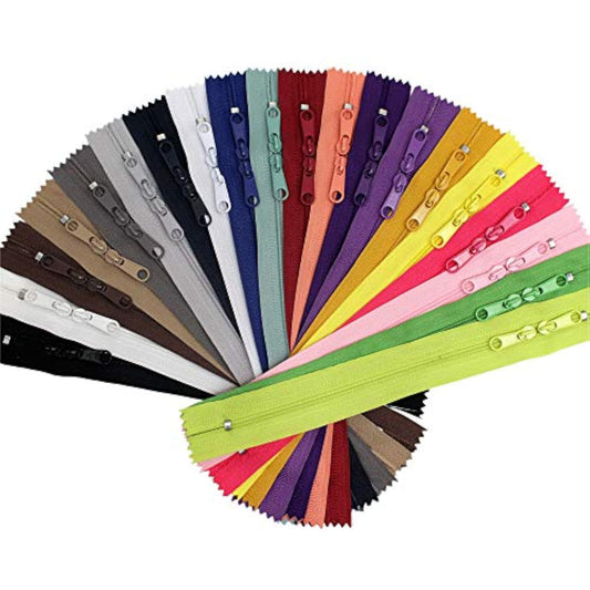 20Pcs 30 Inches Double Slider Zippers #3 Nylon Coil Zippers With Two L