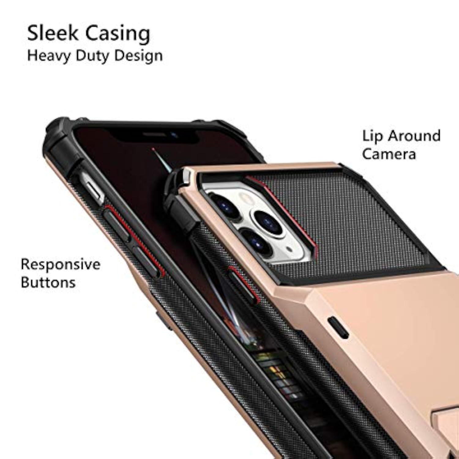 Rose Gold iPhone 11 Pro Case with Card Holder and Wallet Function