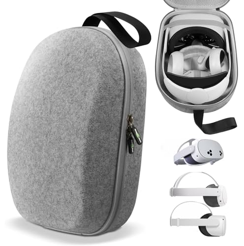 Carrying Case For Meta Quest 3S/Quest 3/Quest 2, Vr Headset, Controller, Offical Original Head Strap Accessories, Premium Hard Felt Fabric With Lightweight Protection For Travel Storage