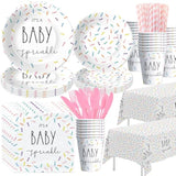 Sprinkle Baby Shower Decorations - It'S A Baby Sprinkle Party Decorations Tableware, Plate, Cup, Napkin, Cutlery, Tablecloth, Rainbow Confetti Sprinkle Baby Shower Party Supplies, Serve 24