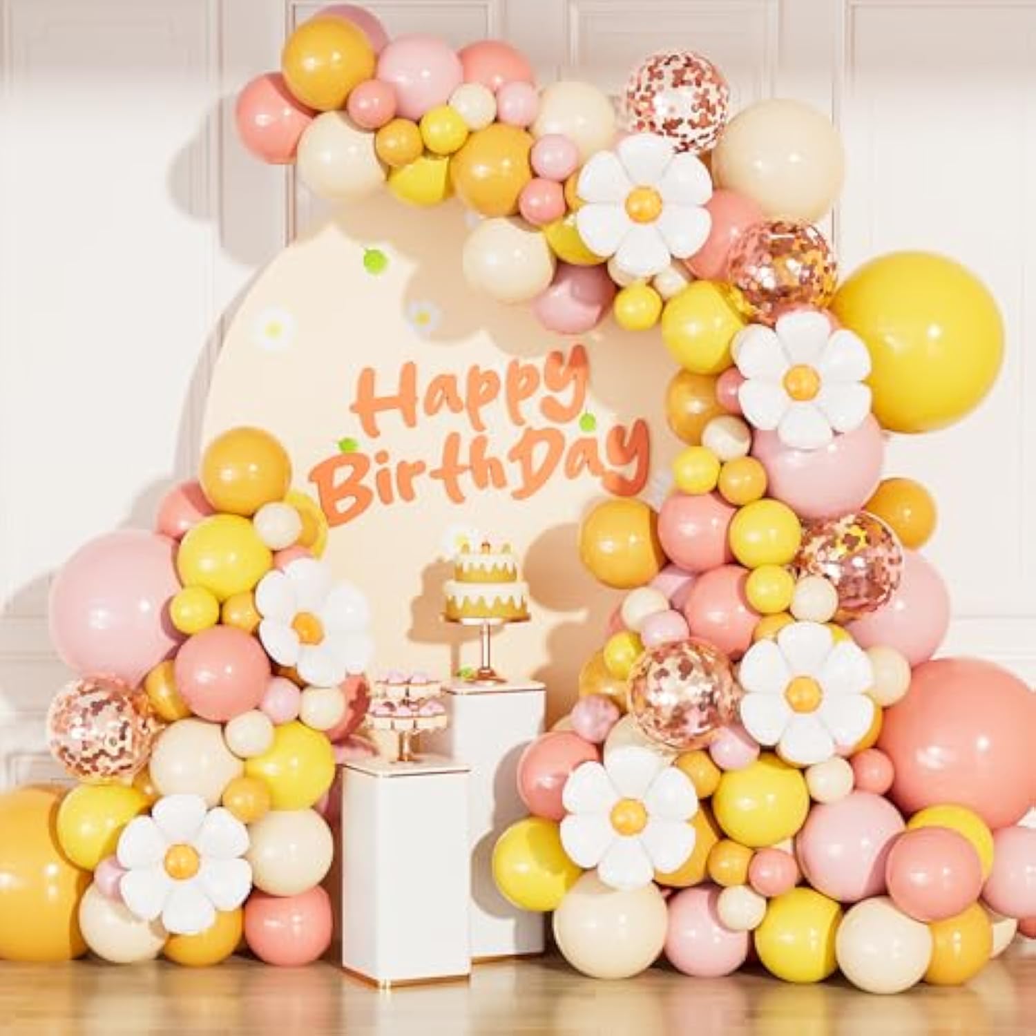Boho Daisy Balloon Arch Kit: Groovy Party Decor
