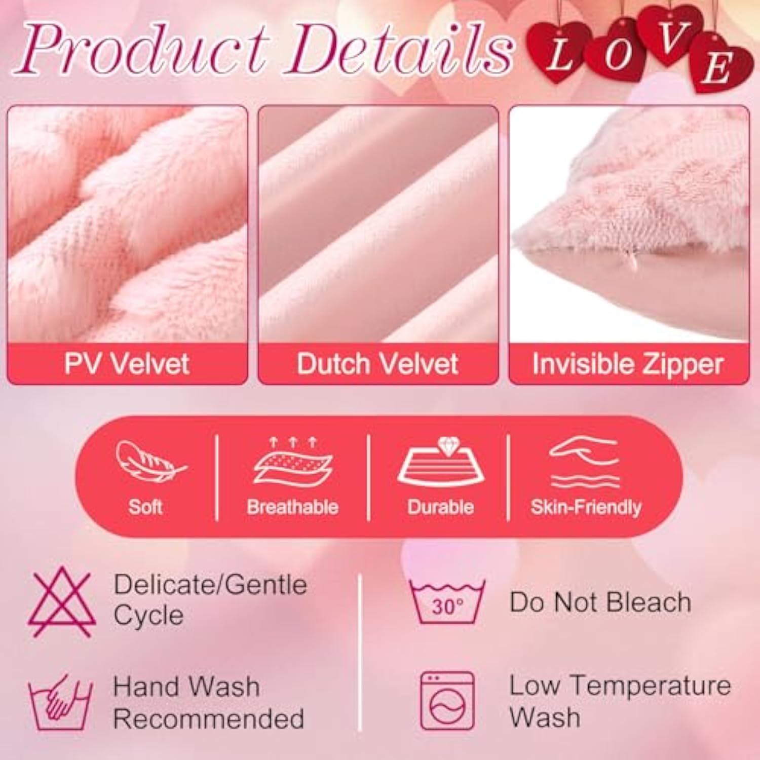 1 Pcs 14 X 36 Inch Mothers Day Long Pillows Covers, Gift For Mom Heart Love Throw Pillow Covers Decorative For Couch Sofa Home Bedroom Farmhouse (Pink)