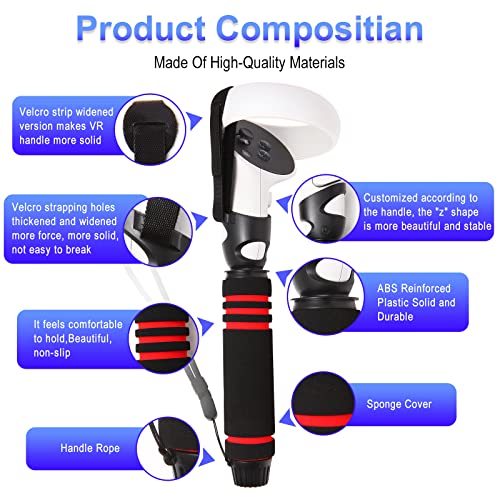 Vr Game Handle Attachments For Oculus/Meta Quest 2 Handles,2 In 1 Upgraded Multipurpose Vr Dual/Long Stick Handle Extension Grips For Quest 2 Controllers Playing Beatsaber Games