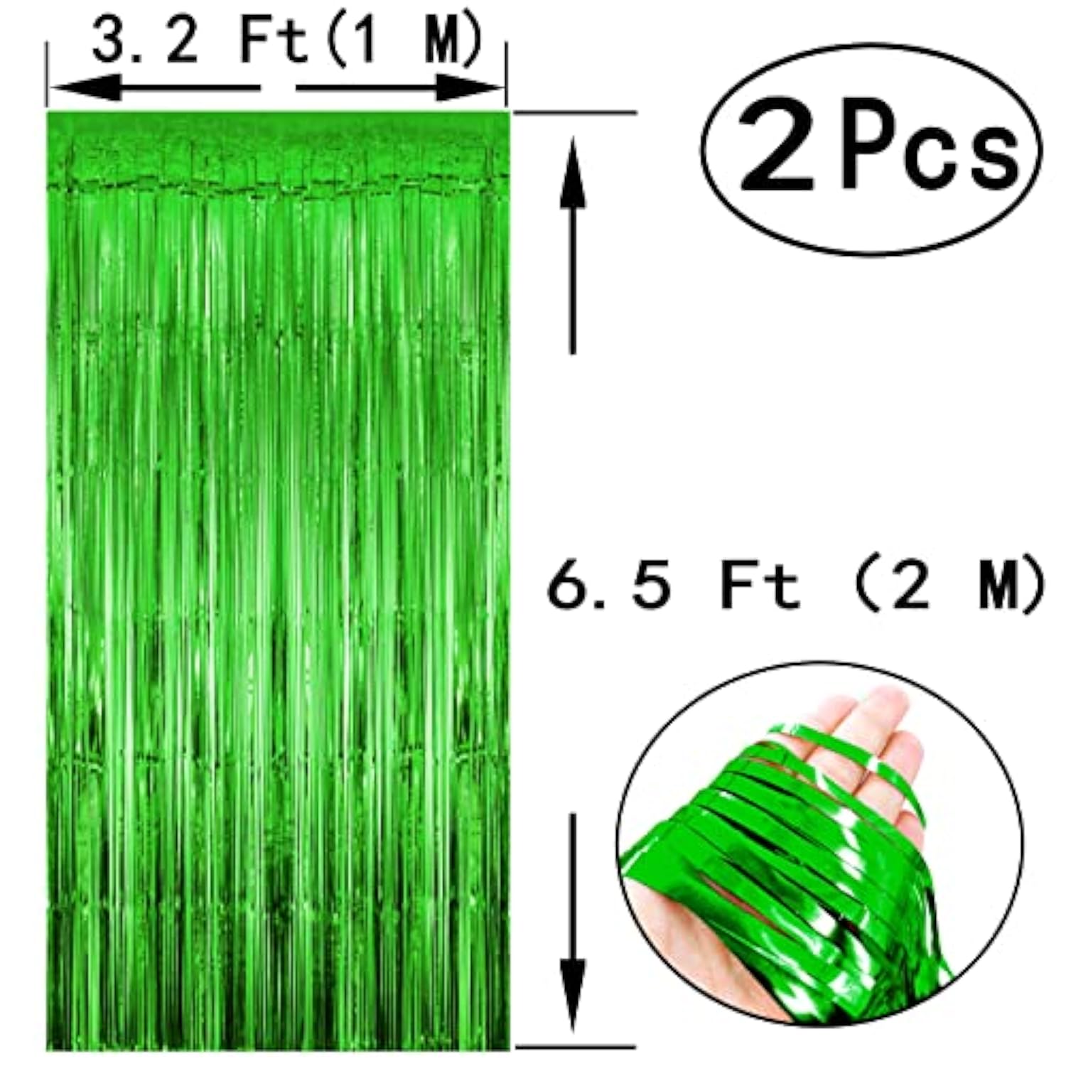 Black Green Metallic Foil Fringe Curtain 4 Pack Jungle Party Backdrop