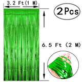Black Green Metallic Foil Fringe Curtain 4 Pack Jungle Party Backdrop