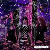 3 Pack Purple Pink Black Foil Fringe Curtains 3.28x6.56ft Backdrop Halloween Decor