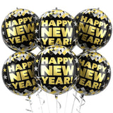 6pc Jumbo 22-Inch "Happy New Year" Balloons Black & Gold 2026 Foils