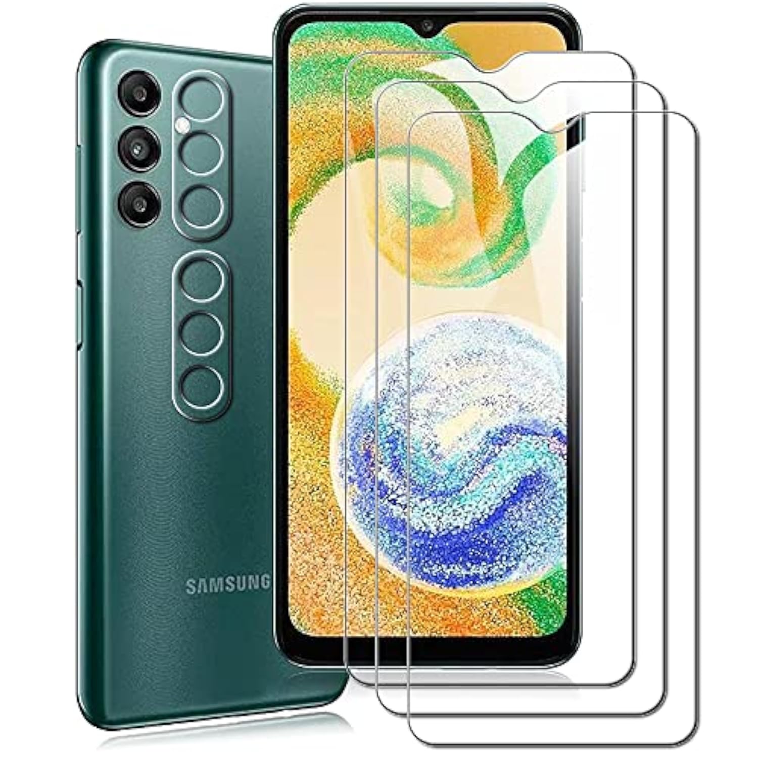 [3+2 Pack] For Samsung Galaxy A04S/Galaxy A13 5G/4G Screen Protector (3 Packs) With 2 Packs Camera Lens Protector,Hd Clear Scratch Resistant Bubble Free 9H Hardness Tempered Glass