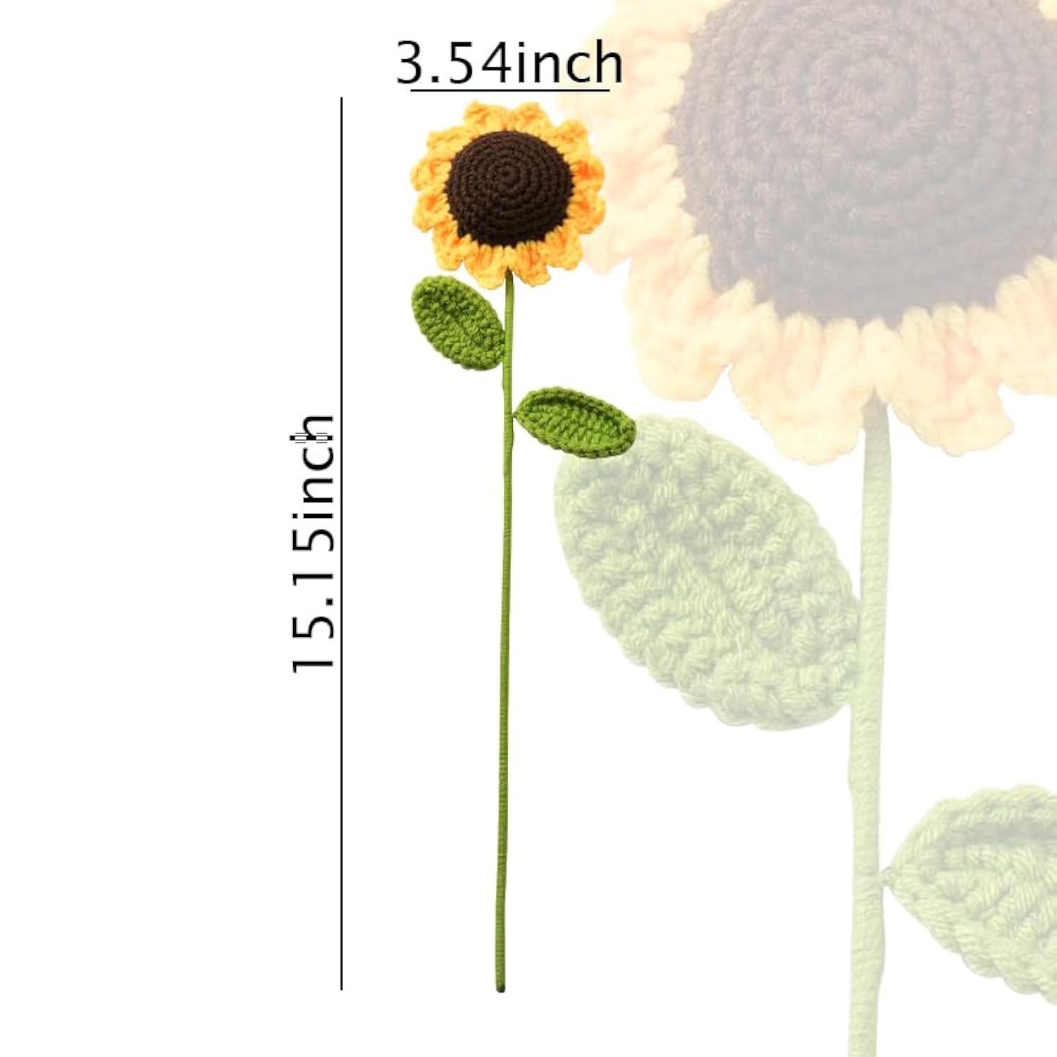 Crochet Flowers Handmade Knitted Sunflower Artificial Single Flower Bouquet Gift For Birthday Wedding Party Accessories For Women Girls Graduation Ceremony Sunflower Decor Home Office Decorations 1Pcs
