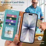 RFID Blocking for iPhone 17 Wallet Case 6.3" Card Holder Green