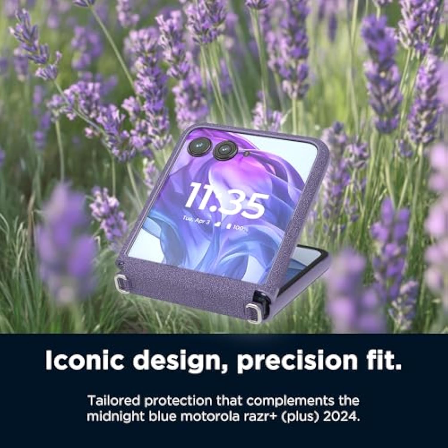 Motorola Razr+ (Plus) 2024 Fresh Lavender Adjustable Cross Body Case - Premium Lanyard Hinge Strap Cover for Stylish Carrying Convenience and Fashionable Drop Protection