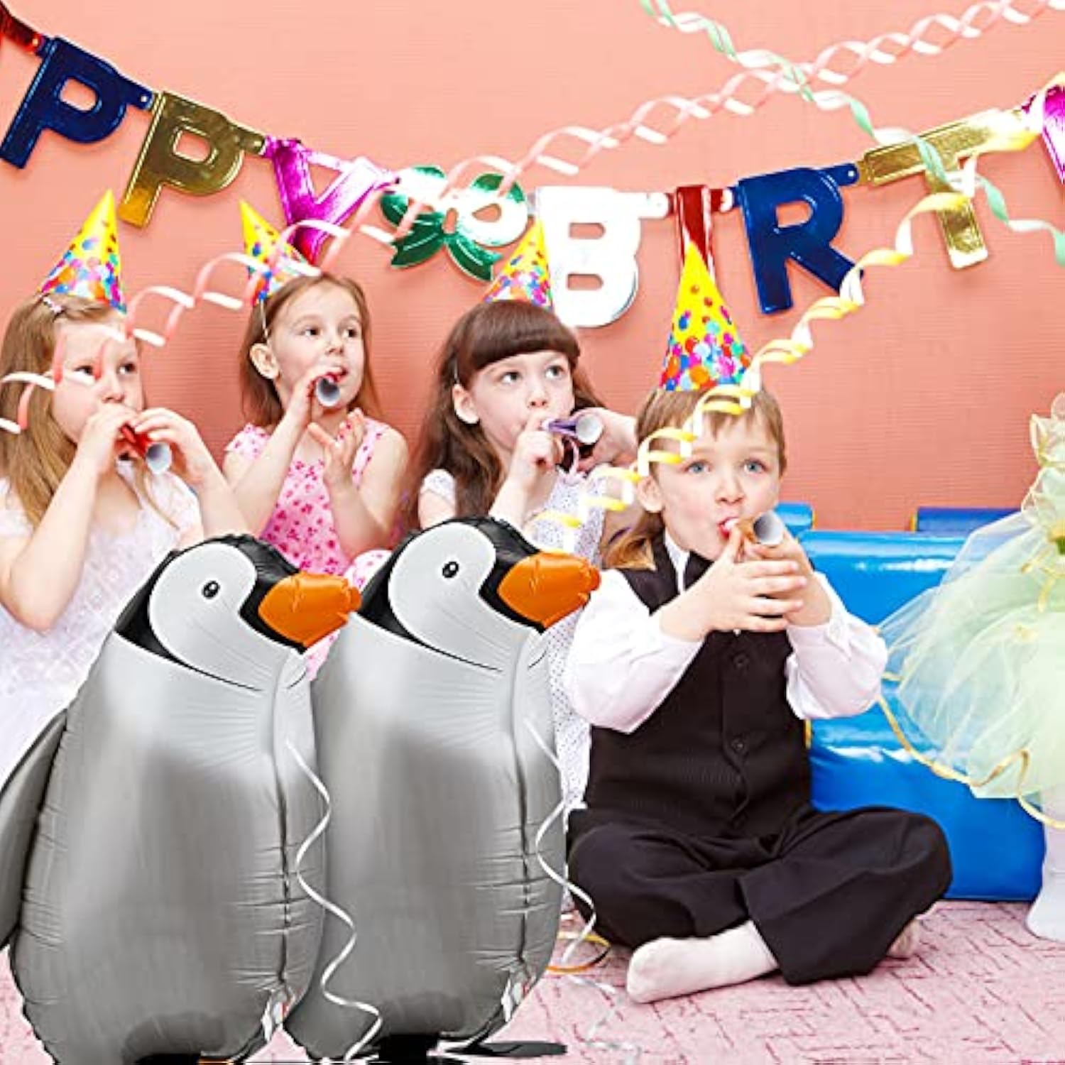 6 Pieces Walking Penguin Balloons Penguin Foil Pet Walking Animal Helium Balloons For Baby Shower Birthday Party Decoration Supplies