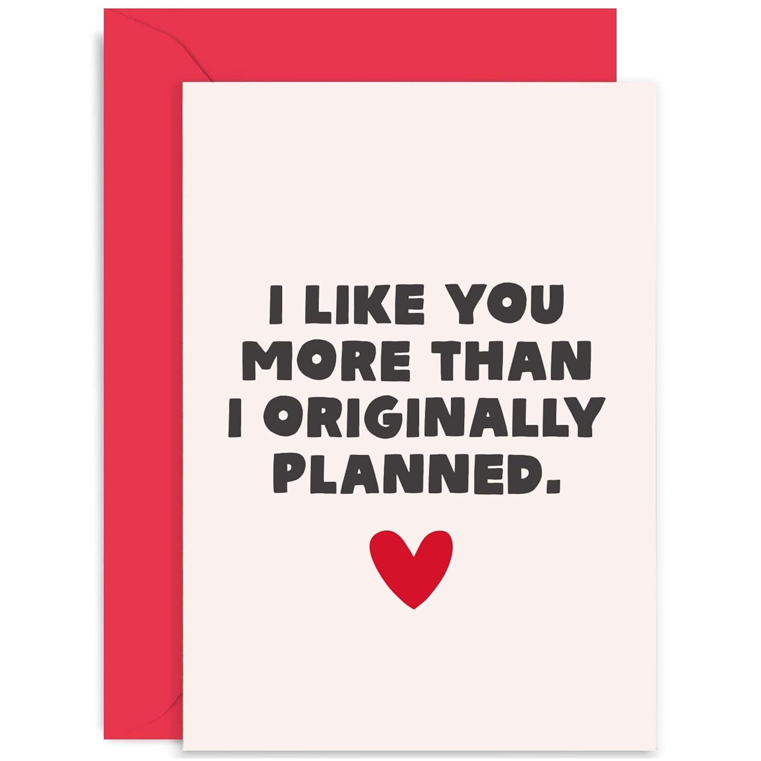 Old English Co. 'Like You More Than Planned' Fun Wedding Anniversary Card For Men Women - Humorous Valentine'S Day Card For Husband, Wife, Girlfriend, Boyfriend | Blank Inside With Envelope