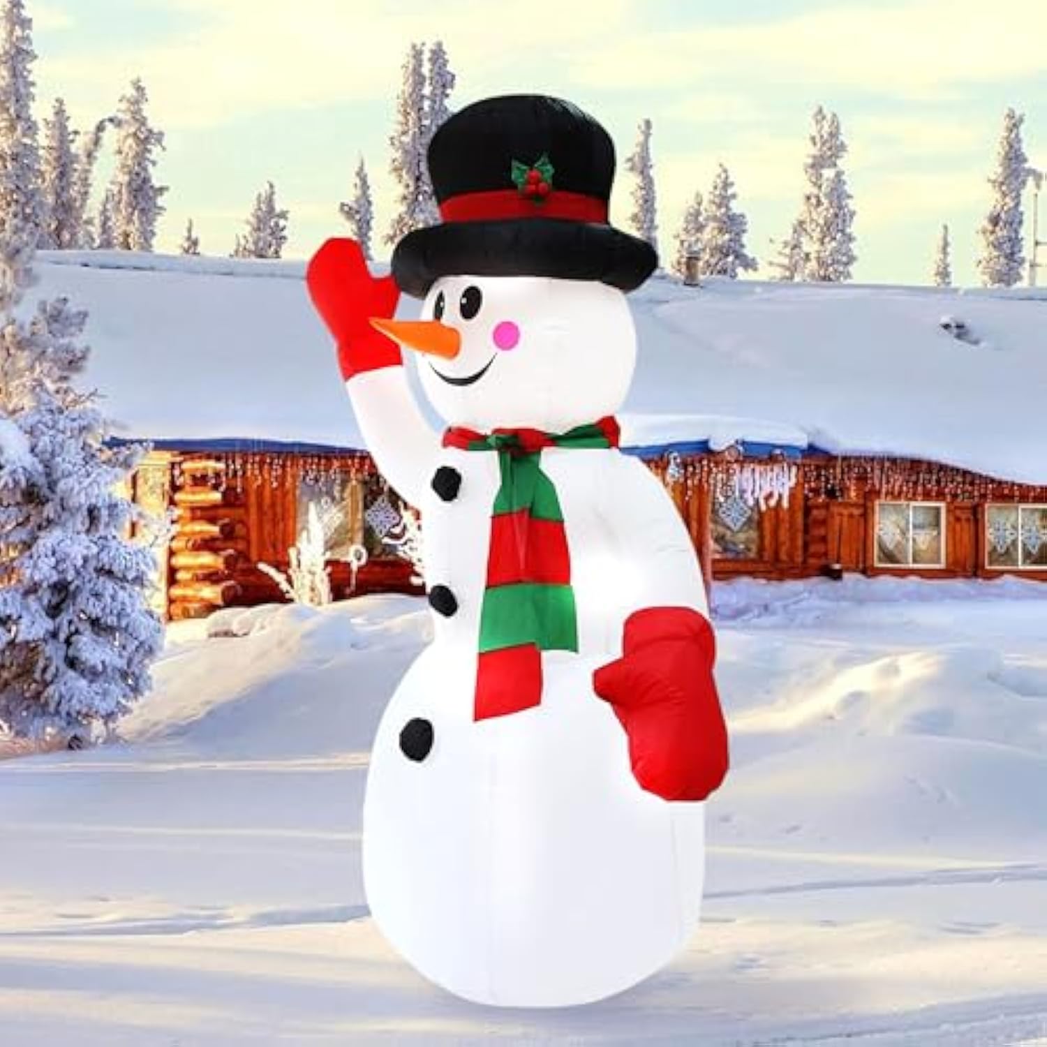 8Ft H Christmas Inflatable Gentleman Snowman With Build-In Led Lights, Blow Up Snowman Inflatable Outdoor Decorations La