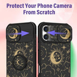 For Iphone 16 Pro Max Case - Women Girls Cute Phone Cover Girly Pretty Aesthetic Stars Sun Moon Unique Design With Camera Cover And Ring Stand Funda For Apple 16 Pro Max