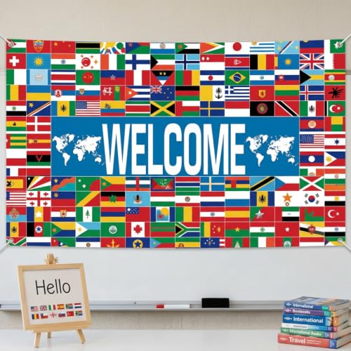 World Flag Banner, International Welcome Banner with 200+ Country Flags