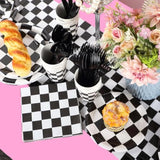 162 Pcs Racing Car Birthday Party Supplies Racing Car Tableware Sets For 20 Guests Checkered Race Themed Rectangular Tablecloth Plates Cups Folks For Birthday Party Decorations (Pink)