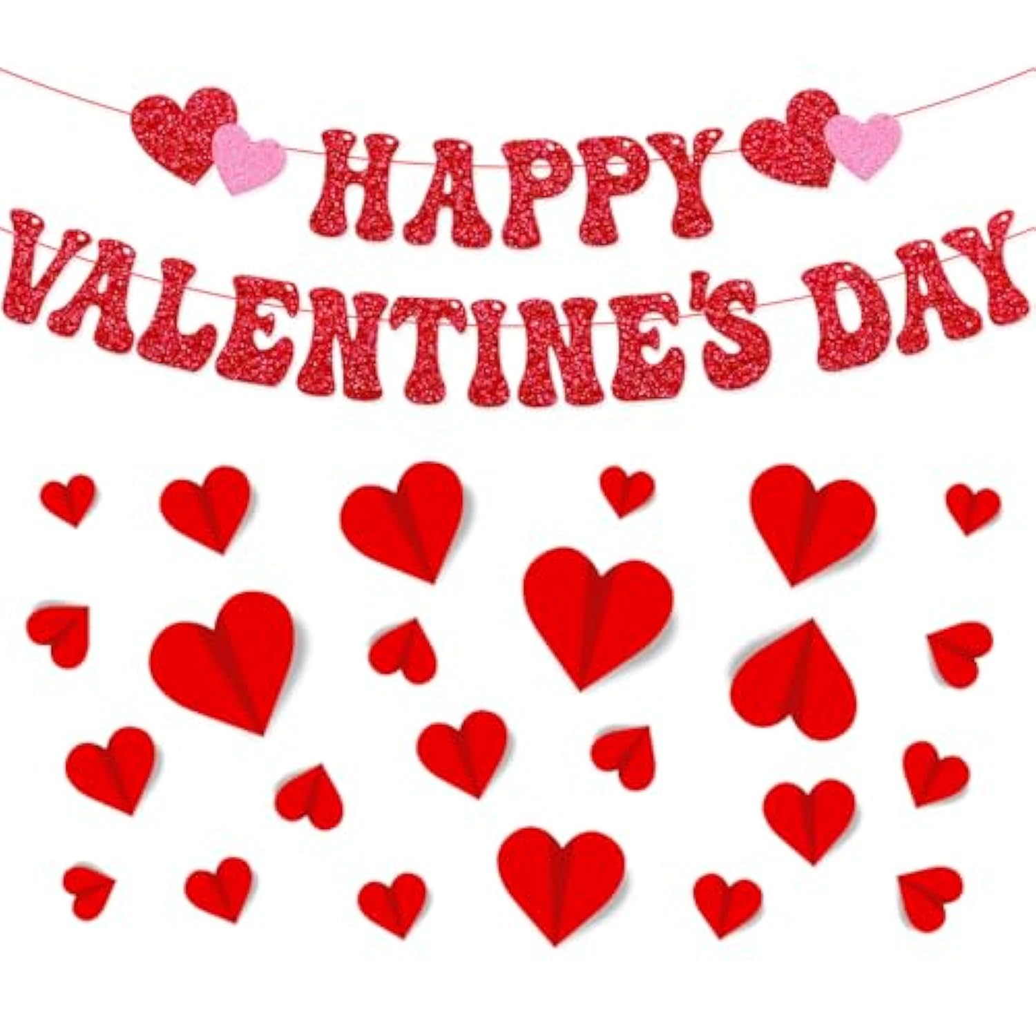 26 Pcs Happy Valentine’S Day Party Decorations 3D Red Heart Wall Decor For Boy Girl Happy Valentine’S Day Wedding Anniversary Party Supplies