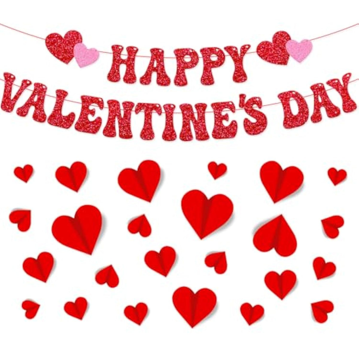 26 Pcs Happy Valentine’S Day Party Decorations 3D Red Heart Wall Decor For Boy Girl Happy Valentine’S Day Wedding Anniversary Party Supplies