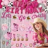 105-Pc Pink Disco Cowgirl Birthday Decoration Set