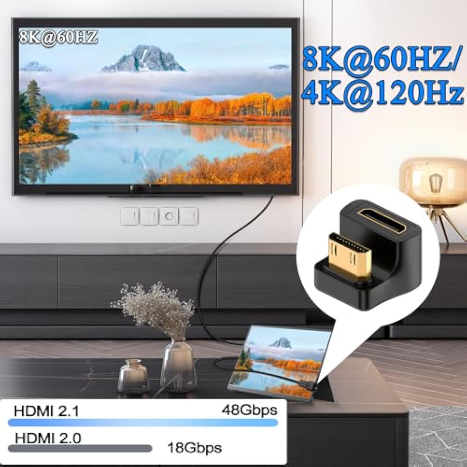 8K Mini Hdmi U Shape Angle Adapter Uhd2.1 Mini Hdmi Male To Mini Hdmi Female 1