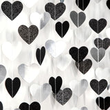Black White Silver Heart Garland – 52ft Party & Event Hanging Décor