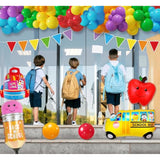 Back To School Balloons Garland Arch Kit Decorations - Welcome First Day Of School Triangle Banner With Bus/Schoolbag/Pencil Foil Balloon For Party Decor Supplies