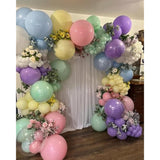 Pastel Balloon Garland Arch Kit Double Stuffed Pearl Macaron Pink Blue Yellow Green Purple Balloons For Baby Shower Wildflower Birthday Wedding Spring Flower Easter Party Decorations