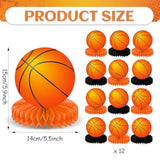 12Pcs Basketball Honeycomb Centerpiece Basketball Birthday Party Decoration Basketball Themed Party Table Toppers Basketball Party Table Centerpieces For Boy Sport Baby Shower Party Supplies
