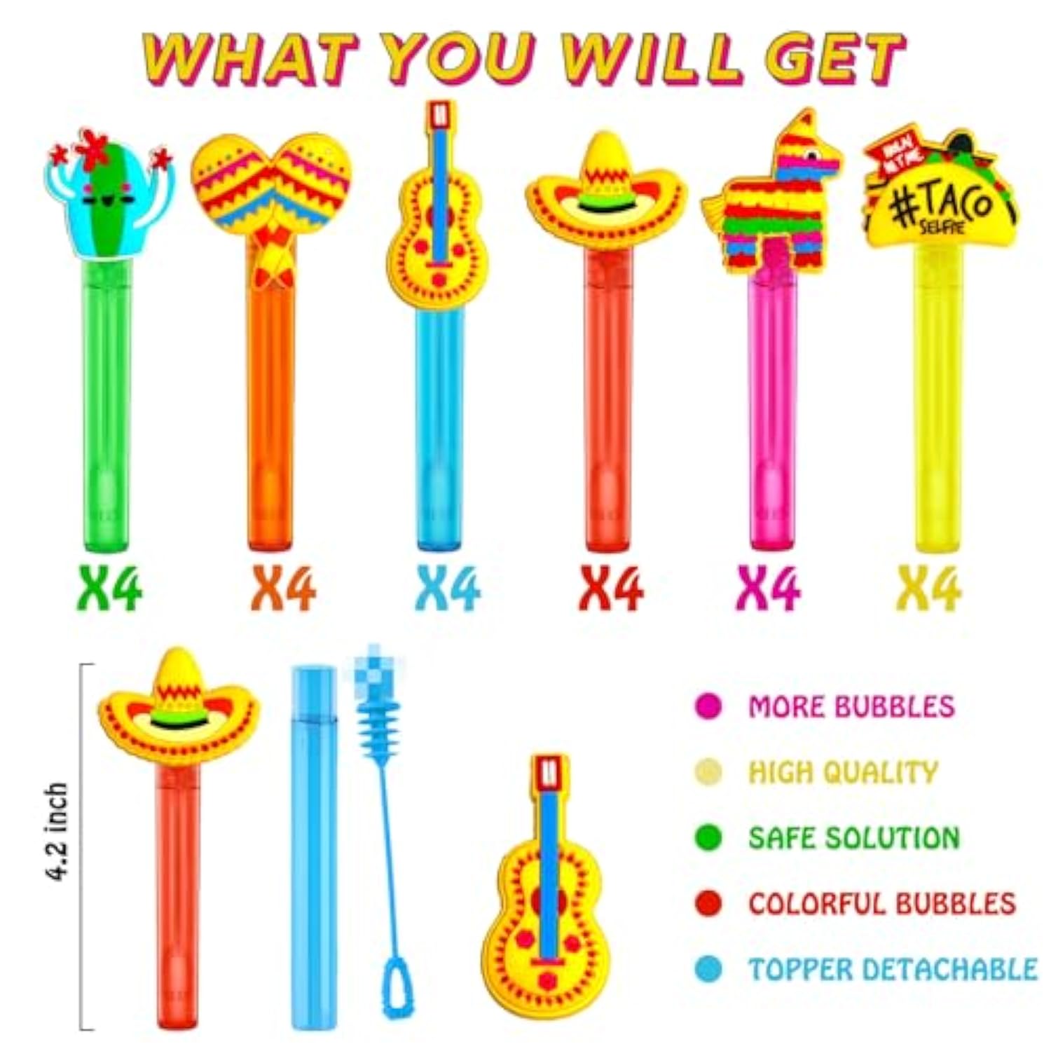 Fiesta Party Favors,24Pcs Mexican Taco Bubble Wand For Cinco De Mayo Fiesta Birthday Party Supplies,Classroom Prizes Pinata Goodie Bag Stuffers Gifts