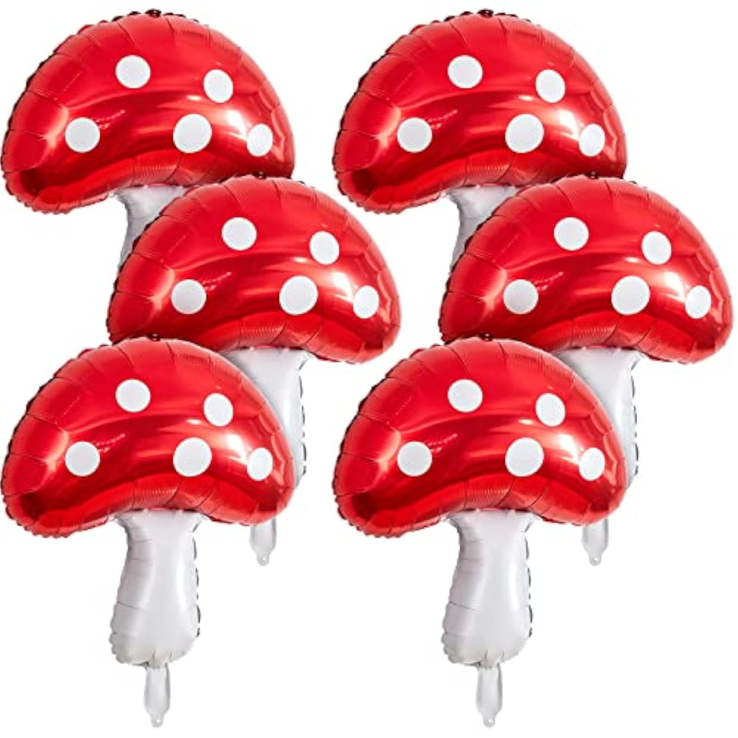 6 Pcs Mushroom Foil Balloons Mushroom Birthday Decor 31 X 21 Inch Fun Fairy Party Decorations Cute Forest Plant Theme Balloon For Baby Shower Wedding Celebration