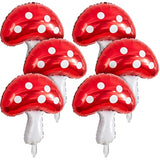 6 Pack Mushroom Foil Balloons – 31" Forest Theme Decor for Fairy Parties & Celebrations