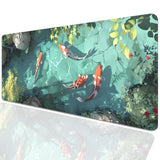 Japanese Koi Carp Fish Desk Pad Mouse Pad,Large Gaming Mouse Mat With Stitched Edges,Non-Slip Rubber Base Mouse Mat For Office,Computer,Keyboard,Laptop And Home Desk Mat(31.5X11.8 In)