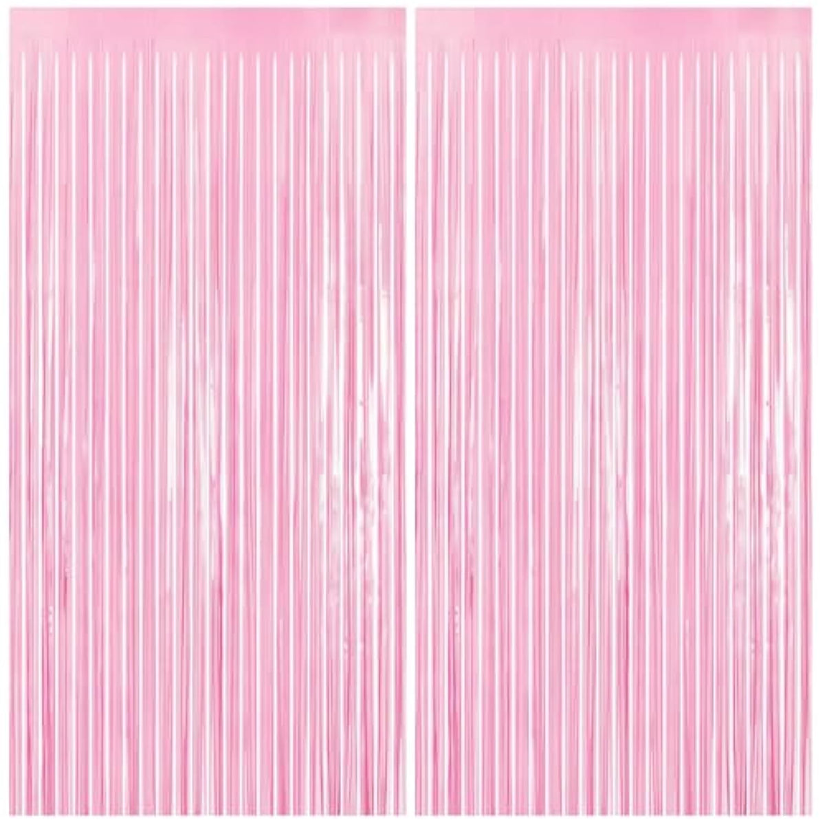 Thicken Pastel Pink Streamers - 2 Pack 3.3X6.6 Ft - Pink Tinsel Foil Fringe Backdrop Curtains For Valentines Day/Galentines Day/Baby Shower/Birthday Party Decorations