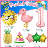 Hawaiian 1st Birthday Set – 8pcs Flamingo Foil Balloons for Tropical Party Decor